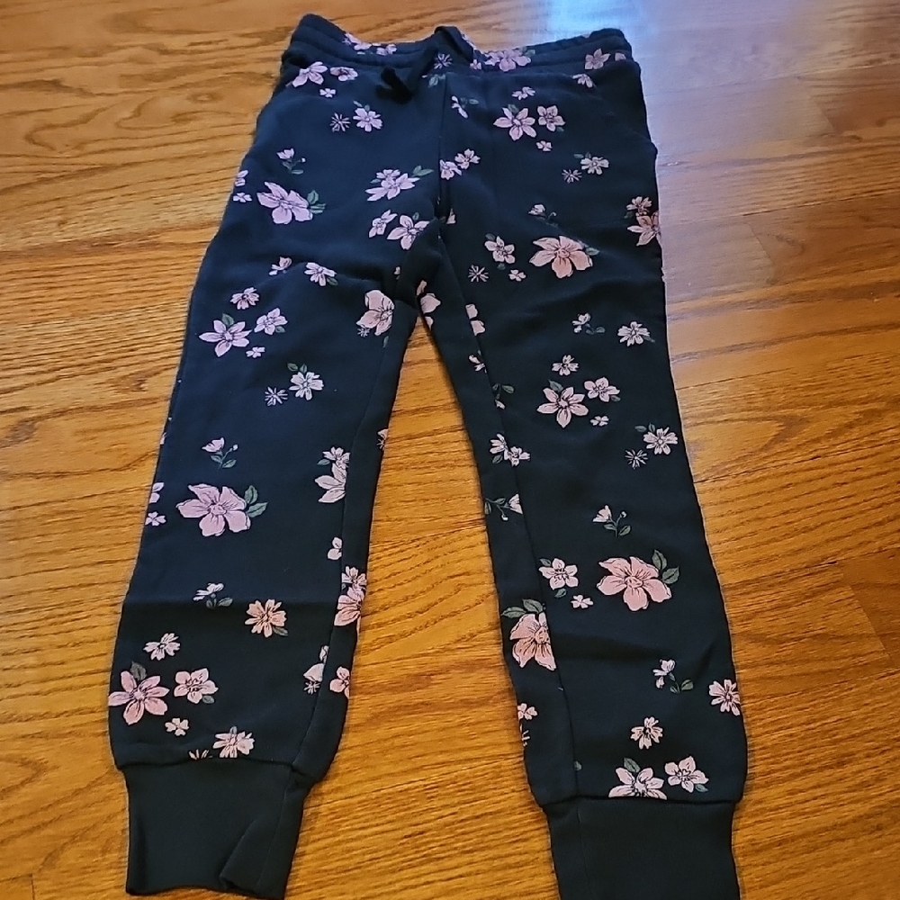 GAP Black Joggers with Pink Floral Print